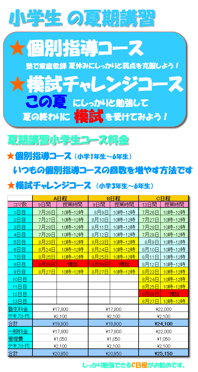 小学生コース夏期講習
